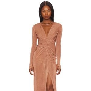 Elegant Tan Long Sleeve Dress